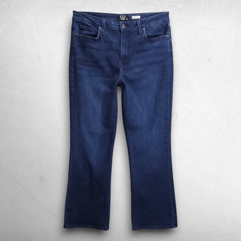 L.T.J Letter To Juliet Bambino Cropped Flare Jeans Stretch Women 30 Dk Blue Boho